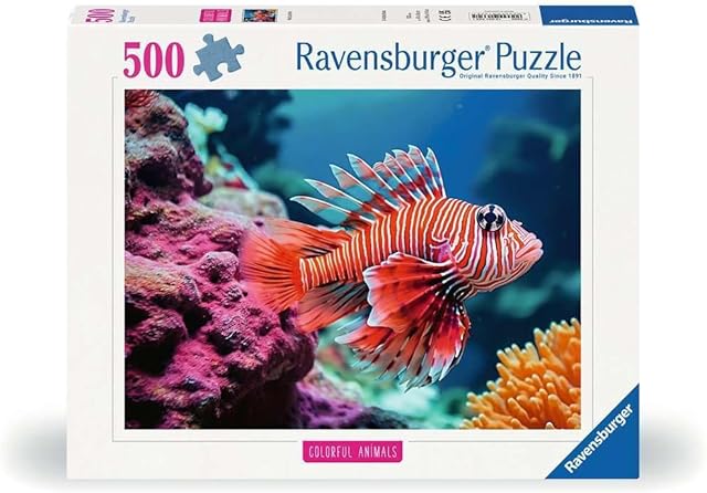The Ravensburger Colorful Animals - Red Lionfish - 500 Piece Jigsaw Puzzle | Exotic Marine Beauty | A Striking Puzzle Experience for Ocean Enthusiasts