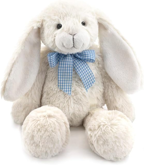 The 14" White Bunny Stuffed Animals for Kids and New Born Babies,Huggable Rabbit Plush Toy with Bow for Boys and Girls,Great Gifts on Baby Shower,Birthday,Children's Day,Christmas