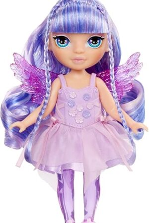 The Rainbow High Littles Rainbow Fantasy Fairies + Pet – Amethyst, Purple 5.5" Posable Small Doll & Fantasy Pegasus Unicorn Pet with Interchangeable Fairy Wings, Kids Gift 4+