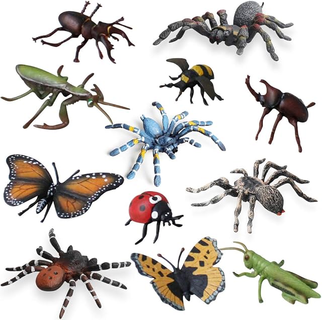 The Fantarea 12 PCS Wild Animal Figures Model Insect Spider Playset Party Favors Supplies Cake Toppers Set Toys for 5 6 7 8 Years Old Boys Girls Kid Toddlers