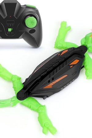 The Remote Control Gecko Toy, Wall Climbing Toys with LED Lights, 360° Rotating Wheels, USB Rechargeable