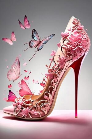 The Pink Butterfly Heels Puzzles for Adults 1000 Piece Wooden Jigsaw Puzzle Difficult and Cool- Pink Butterfly Heels- 1000 Pieces Fantasy Puzzles