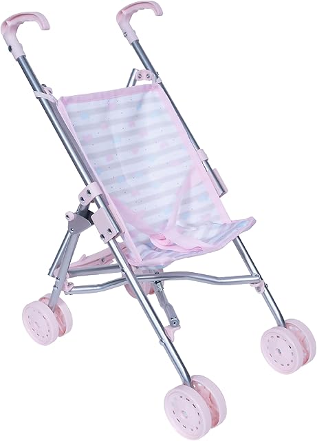 The Adora Baby Doll Umbrella Stroller, Pretend Play Toy Accessories for Dolls up to 16 Inch, Foldable & Easy to Store, Smooth Steering - Classic Pastel Pink