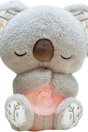 The Relief Koala Breathing Stuffed Toy, Anxiety Relief Plush Breathing Animal, Sleeping Koala Plush Breathing with Musical Lights & Adjustable Rhythmic Breathing Motion (Grey)