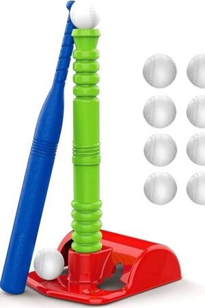 The Play22 T Ball Set for Toddlers - Tball Set for Kids 3-5, 8 Large Balls, 23" Batting Tee - Kids Baseball Bat Tee - Wiffle Ball, Toddler Outdoor Toys Play Equipment, Gifts for 4 Year Old Boys and Girls
