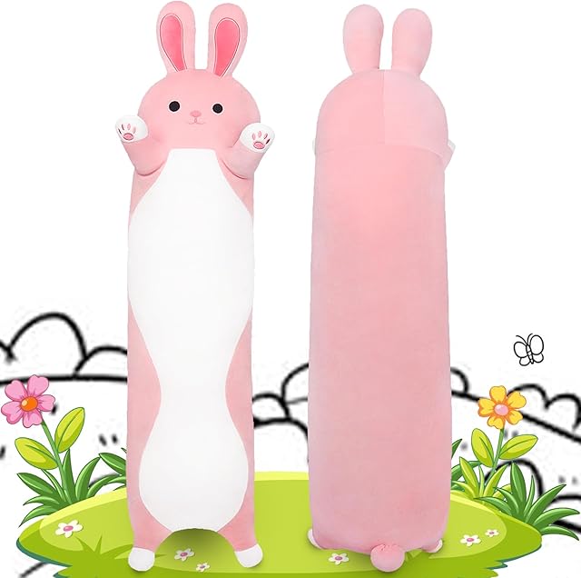 The Long Rabbit Plush Pillow,35.5" Large Bunny Stuffed Animal,Weighted Bunny Plush,Cuddly Sleeping Hugging Pillows, Soft Giant Body Pillow,Beloved Plush Toy Gift at Birthday Easter