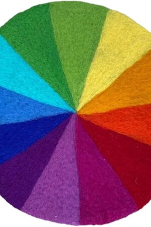 The Rainbow Kids Play Mat - Felted Color Wheel – Homeschool Classroom Art for Play and Décor - 100% (1) Pure New Zealand Wool - 15" Diameter Size