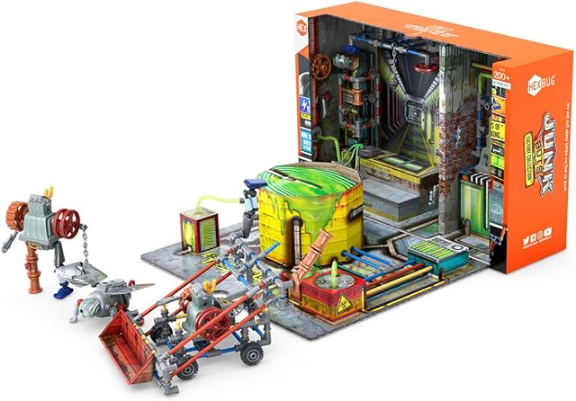 The HEXBUG JUNKBOTS Small Factory Habitat Power Sub Station, Surprise Toy Playset, Build and LOL with Boys and Girls, Toys for Kids, 200+ Pieces of Action Construction Figures, for Ages 5 and Up