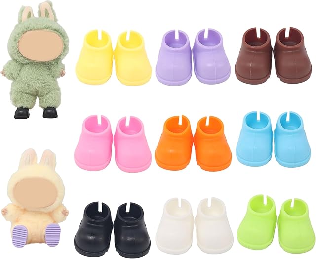 The 9 Pairs 17cm Doll Shoes, Plastic Mini Shoes for 17cm Dolls, Mini Finger Shoes, Clothing Accessory for 6.9 Inch Dolls
