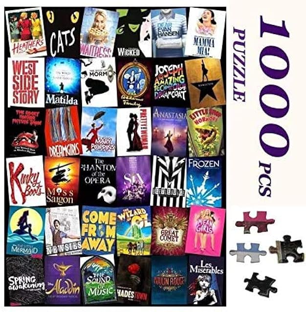 The Custom Broadway Musical Theater Large Jigsaw Puzzles for Adults Kids 1000 Pieces Intellectual Puzzles Personalized Gift DIY Toys Puzzles for Relaxation,Meditation,Home Decoration 27.6x19.7 Inches