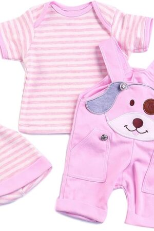The Reborn Baby Dolls Clothes 22 inches Girl Pink Overalls Outfit Sets for 20-23" Reborn Doll Clothes Newborn Doll Clothes Accessories