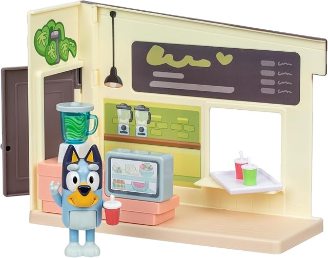 The Bluey Juice Bar Toy Playset Figures, Pretend Play Toys for Toddlers 3-5, Kids Kitchen Playset with Accessories, No Batteries Required