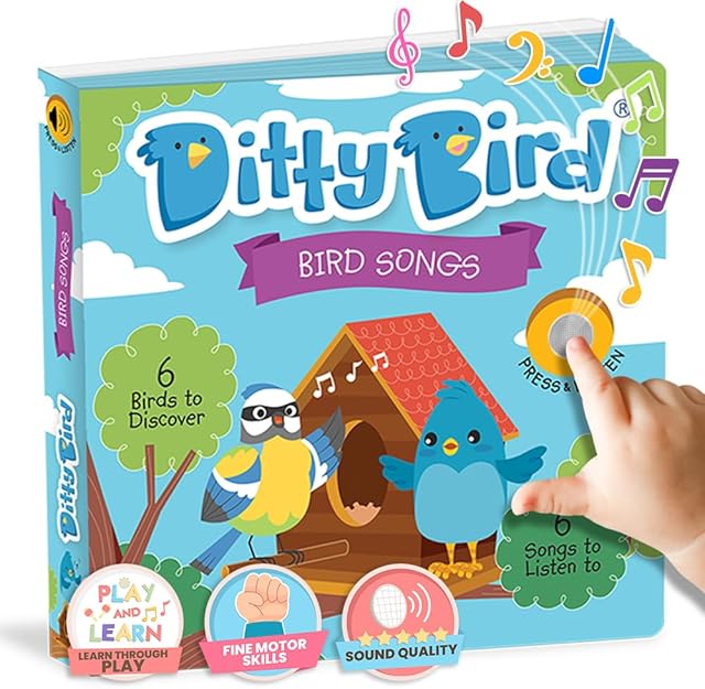 The Ditty Bird Animal Sounds Book for Toddlers – Interactive Book Featuring Cuckoo, Blue Tit, Herring Gull, Tawny Owl & Dove Sounds | Musical Board Book for Ages 1-3 | Perfect Educational Gift for Toddler