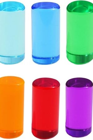 The Rainbow Building Blocks Set of 10 Stacking Game Fine Motor Skills Rainbow Acrylic GEM Cylinders Blocks for Ages 3-6 Birthday Gift- 5cm