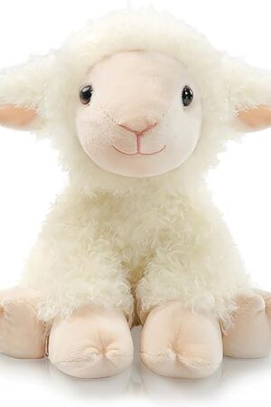 The Plush Lamb Sitting Toys Stuffed Animal, Realistic Sheep Stuffed Animal Toy Characters Stuffed Filled in Limbs 8.5 Inch Soft Huggable Gifts for Kids with Stuffed Animals Birthday Gift for Girls Boys