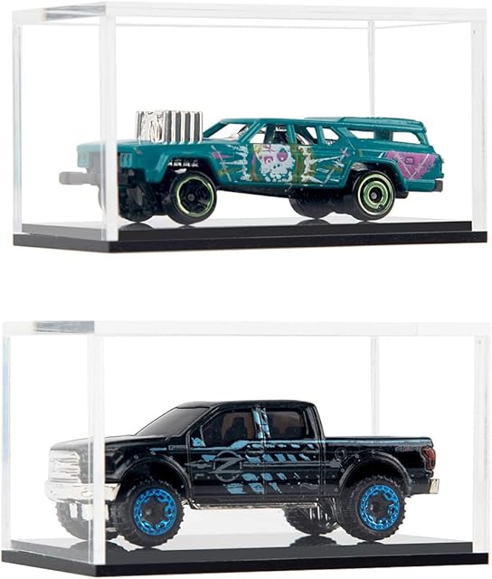 The 2 Pack Clear Acrylic Hot Wheels Display Case Hotwheels Matchbox 1/64 Scale Toy Model Cars Display Case UV Protect Storage Collectors