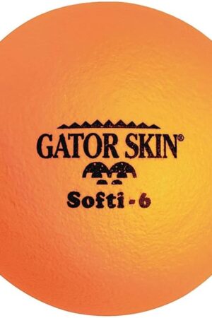 The S&S Worldwide Gator Skin Softi-5 Ball. 6" Neon Orange, PU Coated Balls with Soft Foam Core, Kid Safe, No-Sting Balls for PE Games,After School Programs, Dodgeball, and Birthdays.