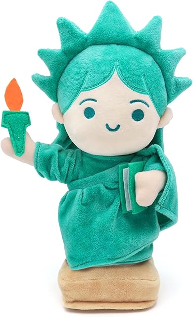 The Statue of Liberty Plush Doll Toy 13" Lady Liberty Figurine Plushie Stuffed Animal for Kids (Green with Small Eyes)