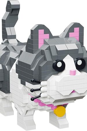 The Pet Cute Gray Cat Building Sets, Micro Building Blocks Cats, Cute Animal Series Micro Mini Building Blocks Kit, Cat Mini Building Blocks for Boys & Girls (Cat - 673Pcs)