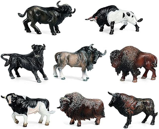 The BLAPNK Realistic Cattle Model Figures Cake Topper 8pcs Miniature Cow Figurines Collection Playset Preschool Educational Learn Cognitive Toys