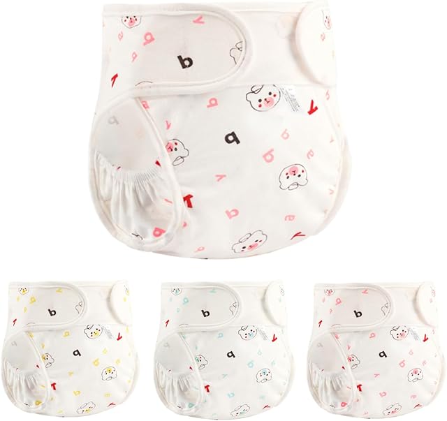 The Reborn Baby Doll Diapers Underwear for 17-24 Inch Newborn Baby Dolls, 4 Pcs Reusable Washable Doll Diapers