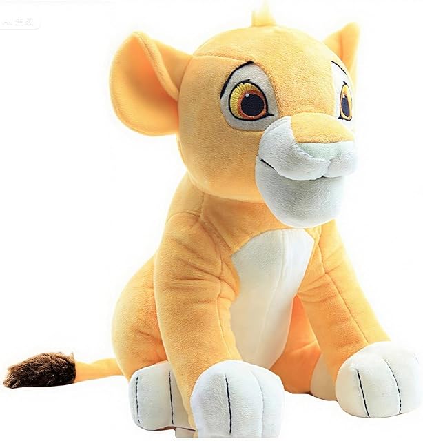 The 11" Realistic Lion Plush Toy - Soft Stuffed Animal with Hand-Embroidered Details, Baby Shower for Kids (Yellow)