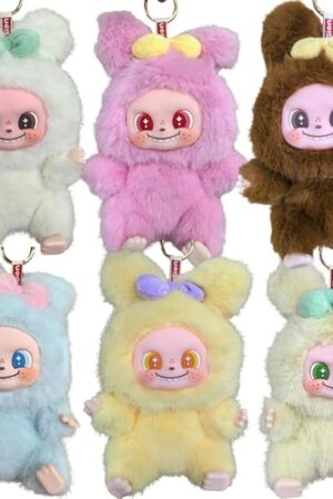 The Rabbit Paradise Series,Plush Doll Blind Box Figures,Vinyl Face Plush Doll Random Design Action Figures Collectible Toys,Plush Keychain Blind Box 1PCS(1of 6 Styles)Cute Collectible Toys Birthday Gifts