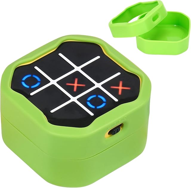 The MGZNMTY Silicone Case Compatible with Giiker Tic Tac Toe Bolt Electronic Game, 3-in-1 Handheld Puzzle Game Console Toys Skin for Kids (Only Case) (Bright Green)