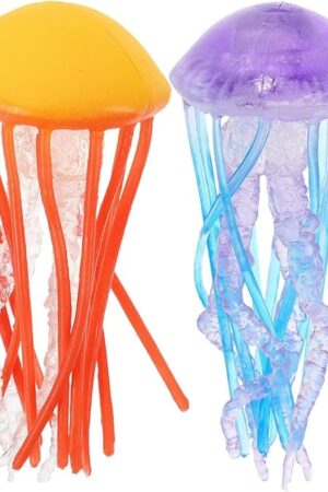 The Realistic Jellyfish Figurine Models, 2pcs Artificial Plastic Hand Painted Figure for Sea Creature Theme Party