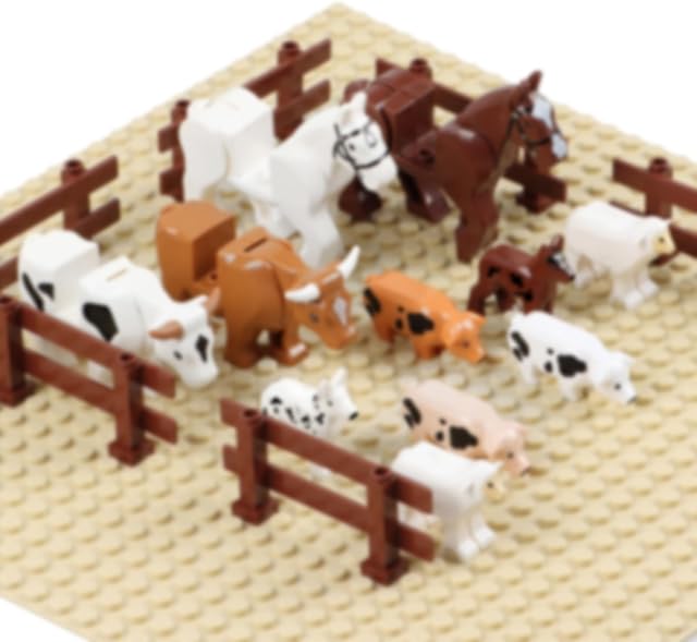 The Finger Rock 18 PCS Friends Animals Building Set, Farm Animals Toy Gift for Kids Boys Girls Age 6+, Accessories Bricks Horse, Dog, Pig, Cow, Sheep, Compatible with Classic Bricks