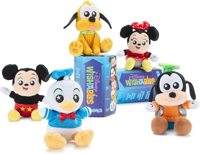 The DISNEY STORE Official Mickey Mouse & Friends Wishables Shimmer Series - Disney Blind Box Plush - 5 Inch Mystery Toys with Detailed Micro Plush Sculpting, Embroidered Stars and Shimmering Outfits