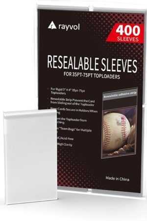 The Rayvol Top Loader Sleeves - Resealable Team Bags for 35-75PT Rigid Toploader Card Holders (400pcs)