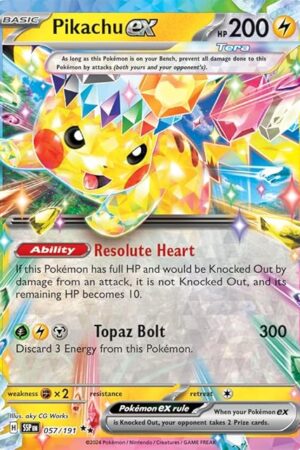 The Pokemon - Pikachu ex 057/191 - Surging Sparks – Tera Double Rare – Foil Single Card