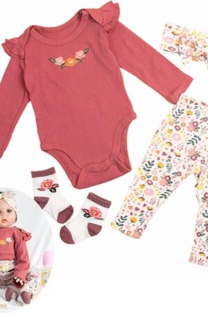 The Reborn Baby Dolls Clothes 24inch Outfits Accessories 4pcs Set for 22"- 24" Reborn Baby Girl Dolls Newborn