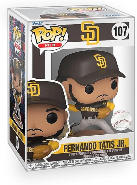 The Baseball: Padres - Fernando Tatis Jr. Throwing Vinyl Figure Collectibles Bundle with Compatible Funko Pop Box Protector