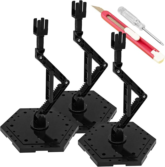 The Hobby Model Action Base Display Stand, Gundam Model Stand Action Figure Stand Compatible with MG RG HG Universal Models Stand (3sets Black)