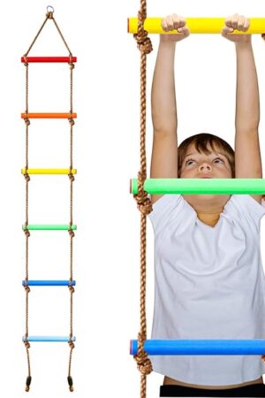 The Perantlb 6.8ft Climbing Rope Ladder for Kids or Adult - Climbing Game for Swing Accessories - Tree House, Playground, Play Set for Boys Children