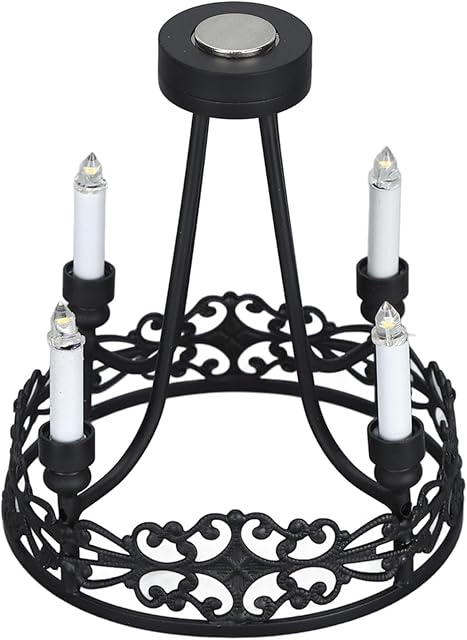 The Mini Chandelier 1: 12 Dollhouse Miniature Ceiling Lamp 6 x 7.6cm Hanging Lamp Model 4 Heads Mini LED Pendant Light for Dollhouse Decoration Accessories