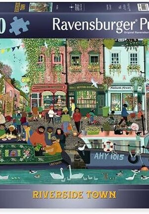 The Ravensburger - Riverside Town - 1000 Piece Jigsaw Puzzle - Quaint Village on The Water - Vibrant, Rustic Scene of Yesteryear - Frameable - Premium Quality - Puzzles for Adults