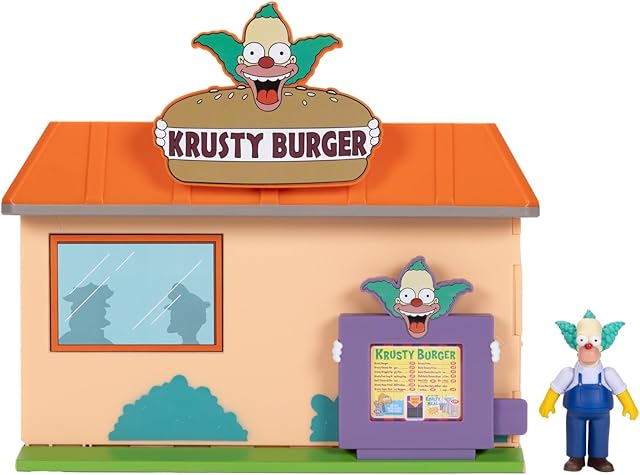 The The Simpsons Krusty Burger Diorama Playset, Includes One 2.5-Inch Scale Krusty The Clown Action Figure and Accessories