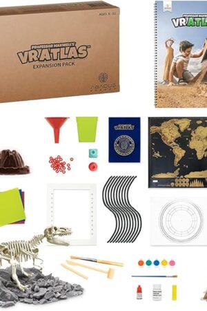 The Professor Maxwell's VR Atlas - Virtual Reality Kids Science Kit, Book and Interactive Geography STEM Learning Activity Set (Materials & Book Only - Goggles Sold Separately) - for Ages 8 and Up