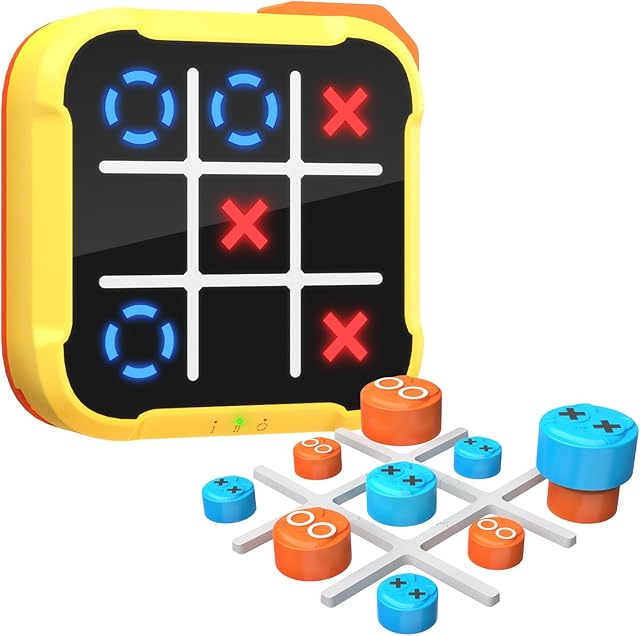 The Tic Tac Toe Bolt Game 4-in-1 Handheld Portable Electronic Toy, Educational Board Games Puzzle for Kids and Adults, Perfect for Travel, Road Trips, and Birthday Gifts - Fun Memory Game