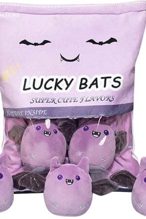 The REFAHB Lucky Bat Plush Toy, Removable Stuffed Animal Plush Dolls, Soft Cute Plush Pillow Home Decoration Gift for Kids Girls' Birthday Christmas Halloween (5pcs a Bag, Purple)