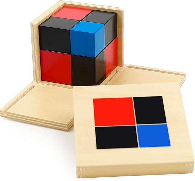 The Hidoggy Montessori Binomial Cube, Montessori Sensorial Learning Materials Math Toy for Toddlers, Kids