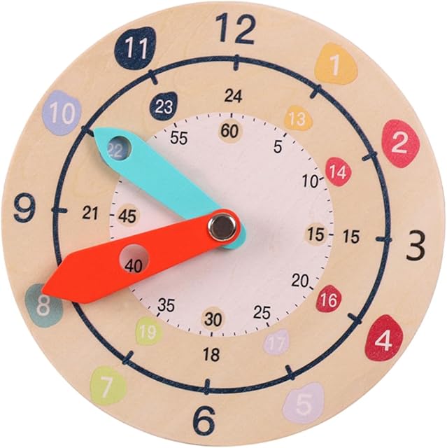 The Wooden Educational Clock for Colorful Preschool Teaching Aid with Non-Toxic Material Early Learning Sorting and Recognition Interactive Development Tool