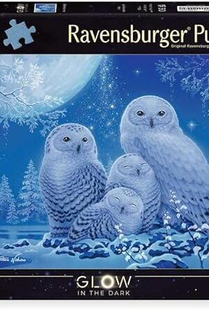 The Ravensburger Owls in The Moonlight - 500 Piece Glow-in-The-Dark Jigsaw Puzzle | Mysterious Nocturnal Beauty | Softclick Technology