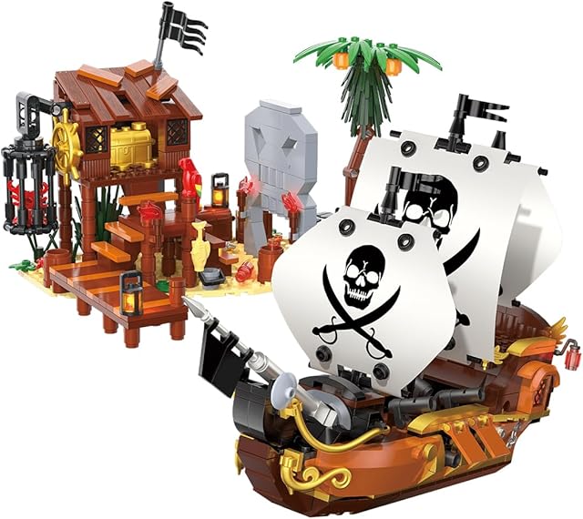 The dOvOb Pirate Ship House Mini Blocks Building Set - 726PCS Construction STEM Collection Display Set for Adults and Teen
