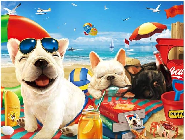 The 500 Pieces Jigsaw Puzzle for Adults and Kids Big Size Gift Idea Happy Dog (Sunbath 1)