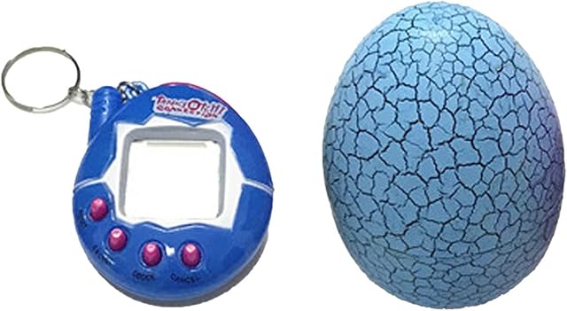 The Electronic Pet Children Portable Funny Virtual Digital Pet Game Machine with Egg Shaped Case Gifts for Kids (Blue)