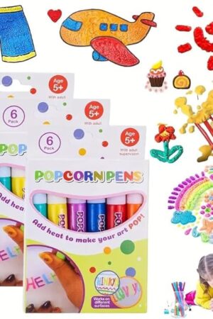 The priormer magic puffy pens,magic popcorn color paint pen set,Priormer Puffy Markers, DIY Arts & Crafts Supplies for Card Making, Scrapbooking, Posters, School Projects (3 Pcs)